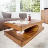Stolik kawowy z półką z litego drewna 120x70 cm Podgląd zdjęcia produktu 9