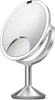 A silver makeup mirror with a stand and LED lighting. Náhled obrázku produktu