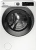 Front view of a white washing machine with a black drum surround. Produktbild-Vorschau