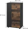 A product shot of a cabinet with dimensions indicated. Produktbild-Vorschau