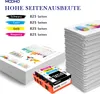 A stack of papers with charts and graphs, and a set of ink cartridges in the foreground. Produktbild-Vorschau
