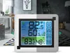 A digital weather station displaying temperature and humidity readings is placed in a split image showing two different room environments, one bright and one dim. Náhled obrázku produktu