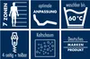 A collage of icons and text describing product features. Produktbild-Vorschau