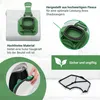 A collage of images showcasing vacuum cleaner bags and filters, with text highlighting their material, effectiveness, and safety. Produktbild-Vorschau