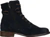 A single blue suede boot with brown laces and a brown zipper is shown against a white background. Podgląd zdjęcia produktu