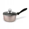 A single rose gold saucepan with a glass lid and a black handle is shown against a white background. Náhled obrázku produktu