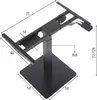 A black electric adjustable desk frame with measurements indicated. Anteprima dell’immagine prodotto