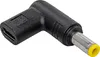 A black angled adapter with a USB-C female port on one end and a barrel male connector on the other. Anteprima dell’immagine prodotto