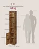 A diagram showing the dimensions of a tall, narrow bookshelf with two human silhouettes for scale. Produktbild-Vorschau