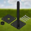 A set of metal post anchors and screws on a grassy background with a blue sky. Podgląd zdjęcia produktu