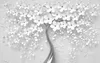 A 3D rendering of a decorative tree with white flowers and a silver trunk. Anteprima dell’immagine prodotto