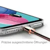 A close-up of a phone case with a charging cable plugged in. Produktbild-Vorschau