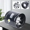 A black cylindrical fan is placed on a wooden table in front of a white curtain. Two inset images show close-ups of the fan's components. Náhled obrázku produktu
