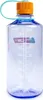 A blue Nalgene water bottle with an orange cap and measurement markings. Produktbild-Vorschau