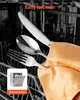 Cutlery in a dishwasher, with a small inset image of a dishwasher. Produktbild-Vorschau