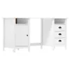 A white wooden desk with drawers and a cabinet against a white background. Podgląd zdjęcia produktu