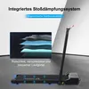 A treadmill with marketing overlays highlighting its features. Produktbild-Vorschau