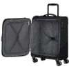 An open black suitcase with its interior visible, showing straps and mesh compartments. Produktbild-Vorschau