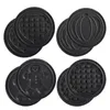Four pairs of circular waffle iron plates with different designs are arranged in a collage on a white background. Anteprima dell’immagine prodotto