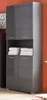 A tall, gray cabinet with multiple doors and an open shelf in the middle. Podgląd zdjęcia produktu