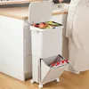Livingandhome Mülleimer 38L mit 4 Rollen – 2-geteilt für Produktbild-Vorschau 2