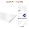 A white shelf or surface is shown diagonally, with marketing graphics and text on the right side highlighting product features. Produktbild-Vorschau