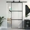 vidaXL Drzwi przesuwne czarne 90x205 cm szkło hartowane i Podgląd zdjęcia produktu 1