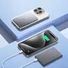 Two iPhones and a magnetic power bank are displayed on a light blue surface. Produktbild-Vorschau