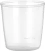 A clear plastic measuring cup with volume markings. Anteprima dell’immagine prodotto