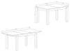 Two line drawings of a table, one showing its dimensions. Anteprima dell’immagine prodotto