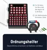 A battery organizer box with various batteries, a battery tester, screws, and wall plugs. Podgląd zdjęcia produktu