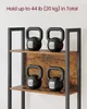A shelf unit with kettlebells on it. The text indicates the weight capacity of the shelf. Produktbild-Vorschau