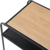 A close-up view of a two-tiered table with a wood-grain top and a black shelf. Náhľad obrázku produktu
