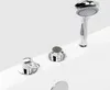 Close-up view of a bathtub faucet and showerhead. Produktbild-Vorschau