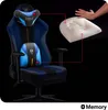 A gaming chair with cushions and a hand pressing on a memory foam sample. Náhľad obrázku produktu