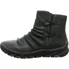 Side view of a dark green ankle boot with decorative buttons and ruching. Náhled obrázku produktu