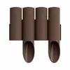 A brown plastic garden border with a wood grain texture, designed to be inserted into the ground. Produktbild-Vorschau