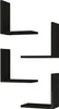 Four black L-shaped shelves are arranged in a visually interesting pattern against a white background. Podgląd zdjęcia produktu
