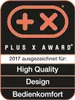 An award graphic indicating '2017 ausgezeichnet für: High Quality, Design, Bedienkomfort'. Produktbild-Vorschau