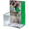 A clear acrylic donation or suggestion box with a printed insert showing two people and instructions. Anteprima dell’immagine prodotto