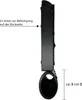 A side view of a black mailbox with a newspaper holder attached, showing dimensions and mounting information. Produktbild-Vorschau
