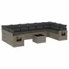 vidaXL 11-tlg. Garten-Sofagarnitur mit Kissen Grau Poly Produktbild-Vorschau 1