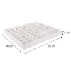 A white wooden organizer tray with multiple compartments, shown from a slightly elevated side angle with dimensions indicated by dotted lines and text. Produktbild-Vorschau