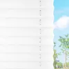 A close-up view of white pleated blinds with a blurred background of trees and sky. Produktbild-Vorschau