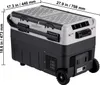 A portable car refrigerator with dimensions indicated. Podgląd zdjęcia produktu