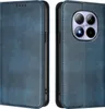 Two views of a blue leather flip phone case. Anteprima dell’immagine prodotto