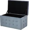 A gray tufted storage ottoman with its lid open, showing the black interior. Náhled obrázku produktu