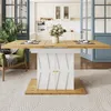 Eettafel met houtfineer en reliëfdecor, tafel met Productafbeelding-voorbeeld 3