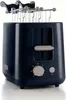 A dark blue Ariete 2-slot toaster with chrome accents and a lever for lowering bread. It has a dial for browning settings and a smaller button, likely for cancel or reheat. Produktbild-Vorschau