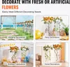 Collage of four images showing different decorative uses of flower stands. Voir les images du produit